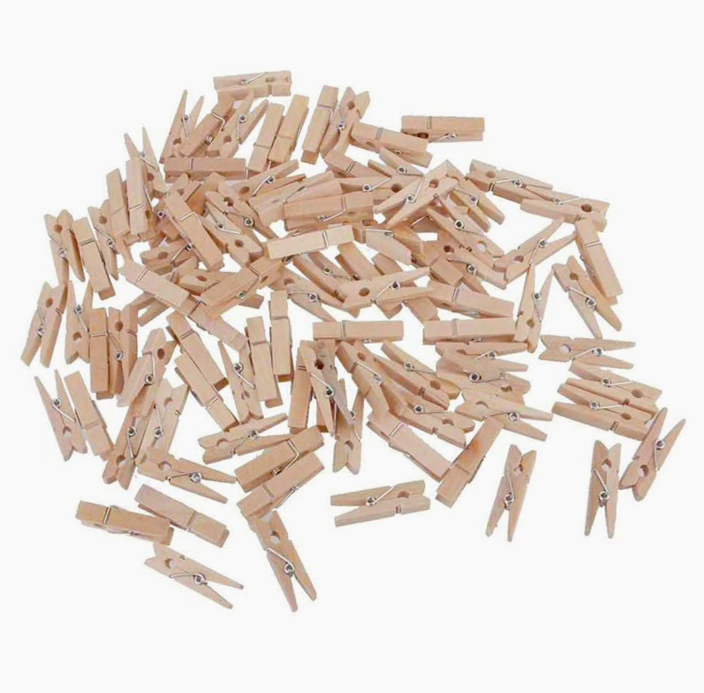 100 mollette in legno colorato e chiaro 3,5 cm, perfette per decorazione regali