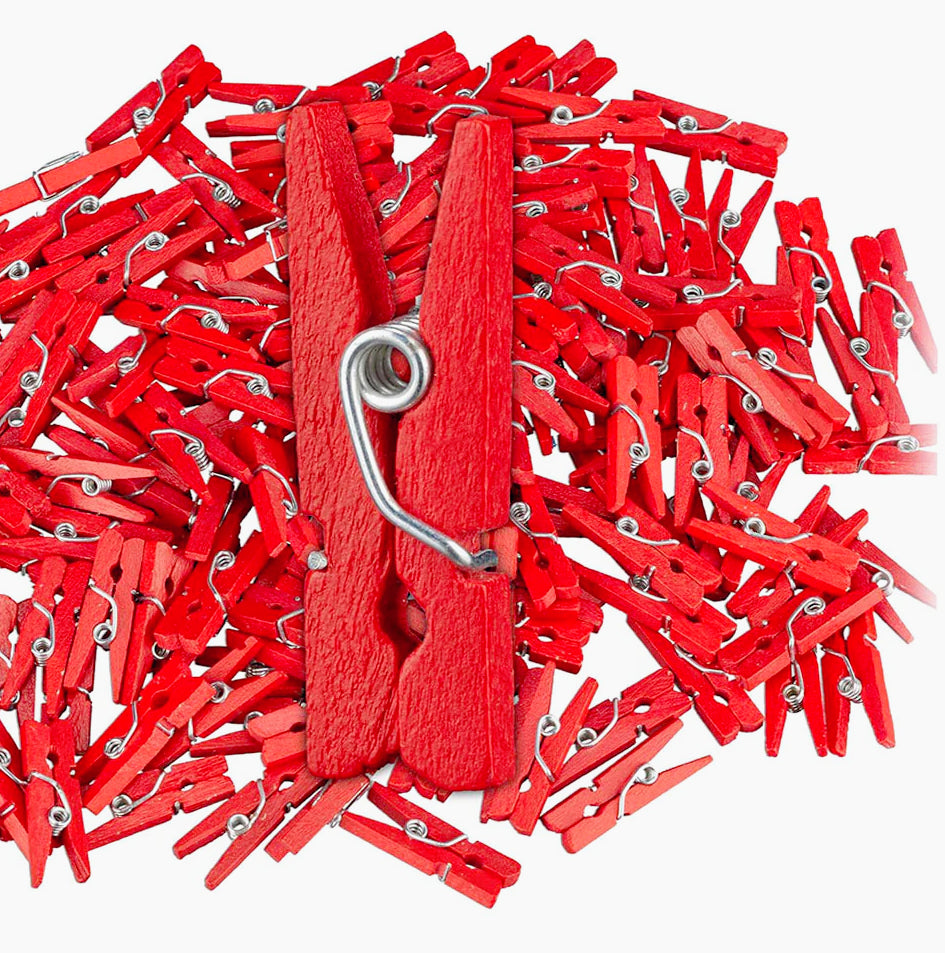 100 mollette in legno rosso 3,5 cm, ideali per decorazione regali e fiori