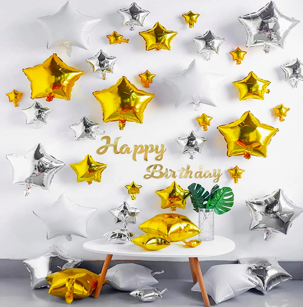 Palloncini stelle oro/argento/bianco – compleanni e feste - ambraled