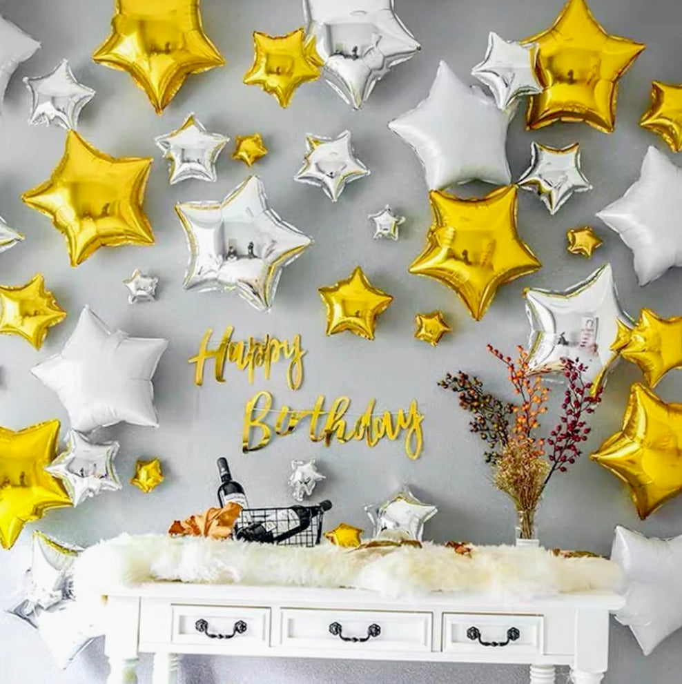 Palloncini stelle oro/argento/bianco – compleanni e feste - ambraled