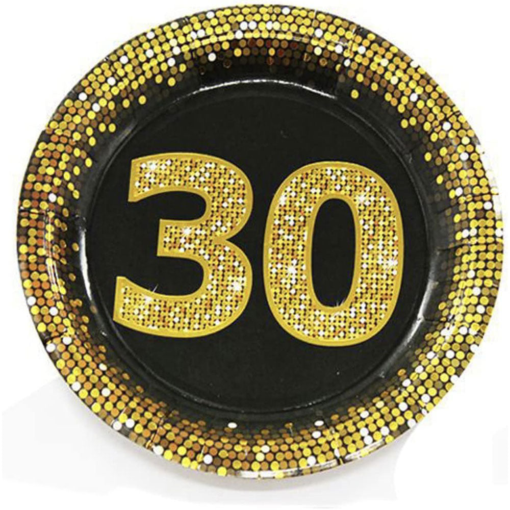 28 piatti di carta nero e oro per compleanni 30 40 50 anni (58 caratteri) - ambraled