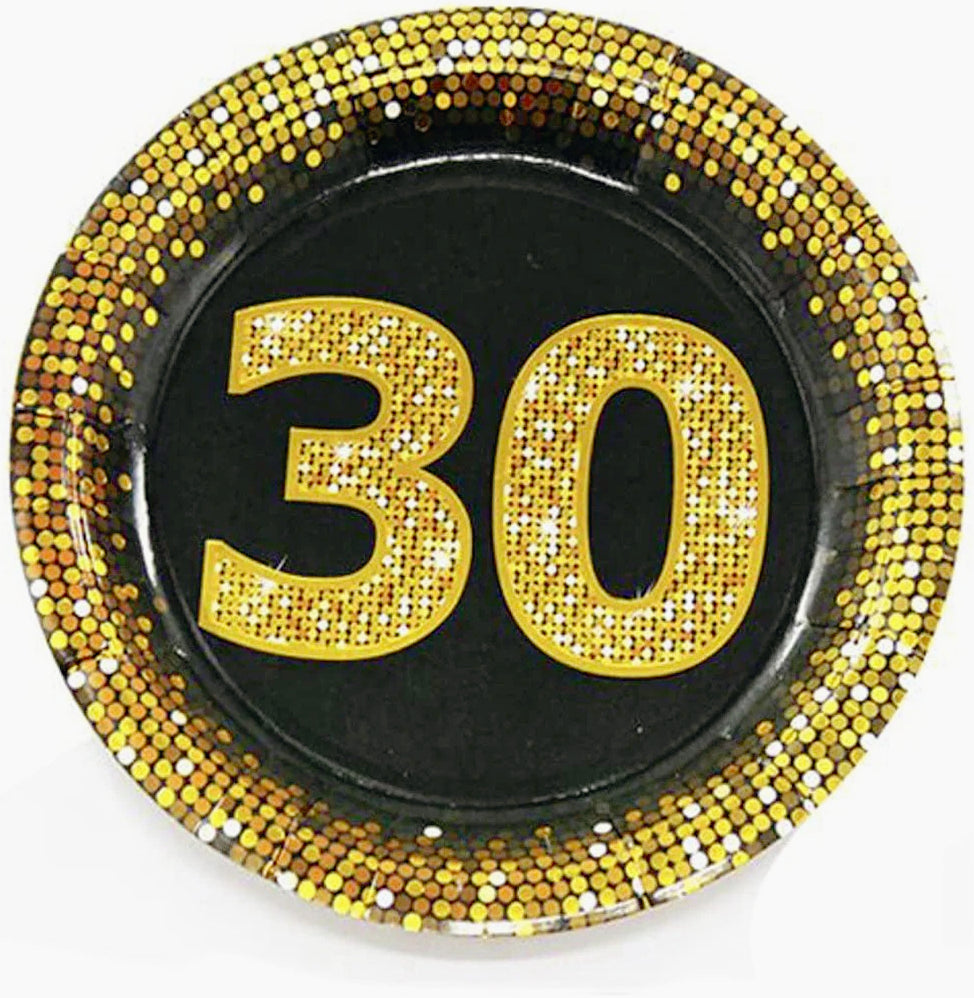 28 piatti di carta nero e oro per compleanni 30 40 50 anni (58 caratteri) - ambraled