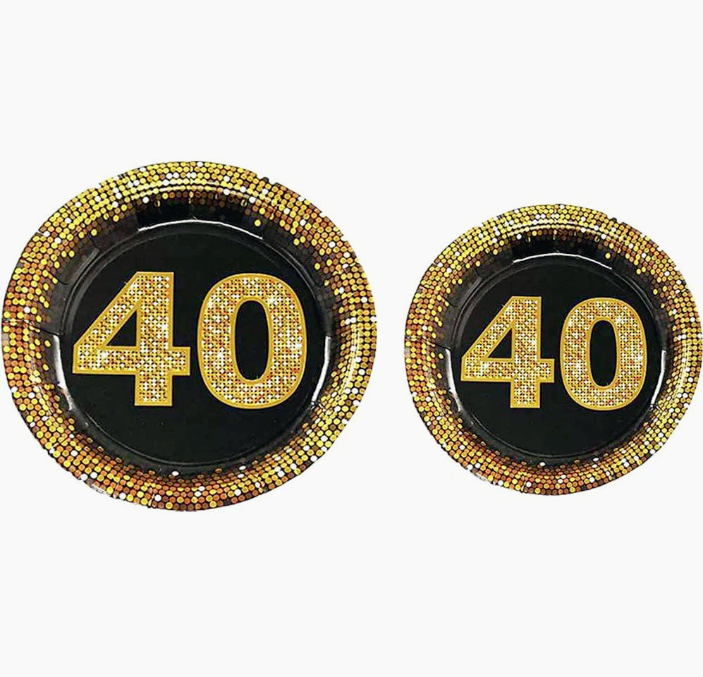 28 piatti di carta nero e oro per compleanni 30 40 50 anni (58 caratteri) - ambraled