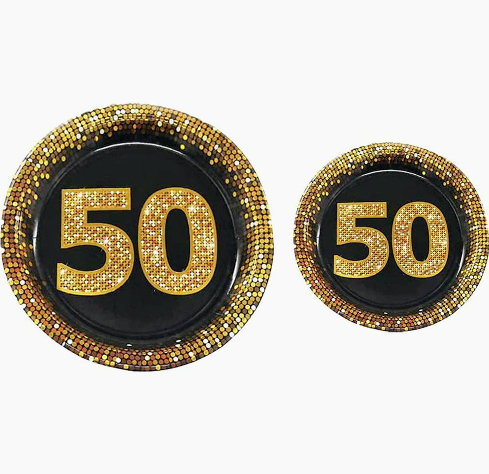 28 piatti di carta nero e oro per compleanni 30 40 50 anni (58 caratteri) - ambraled
