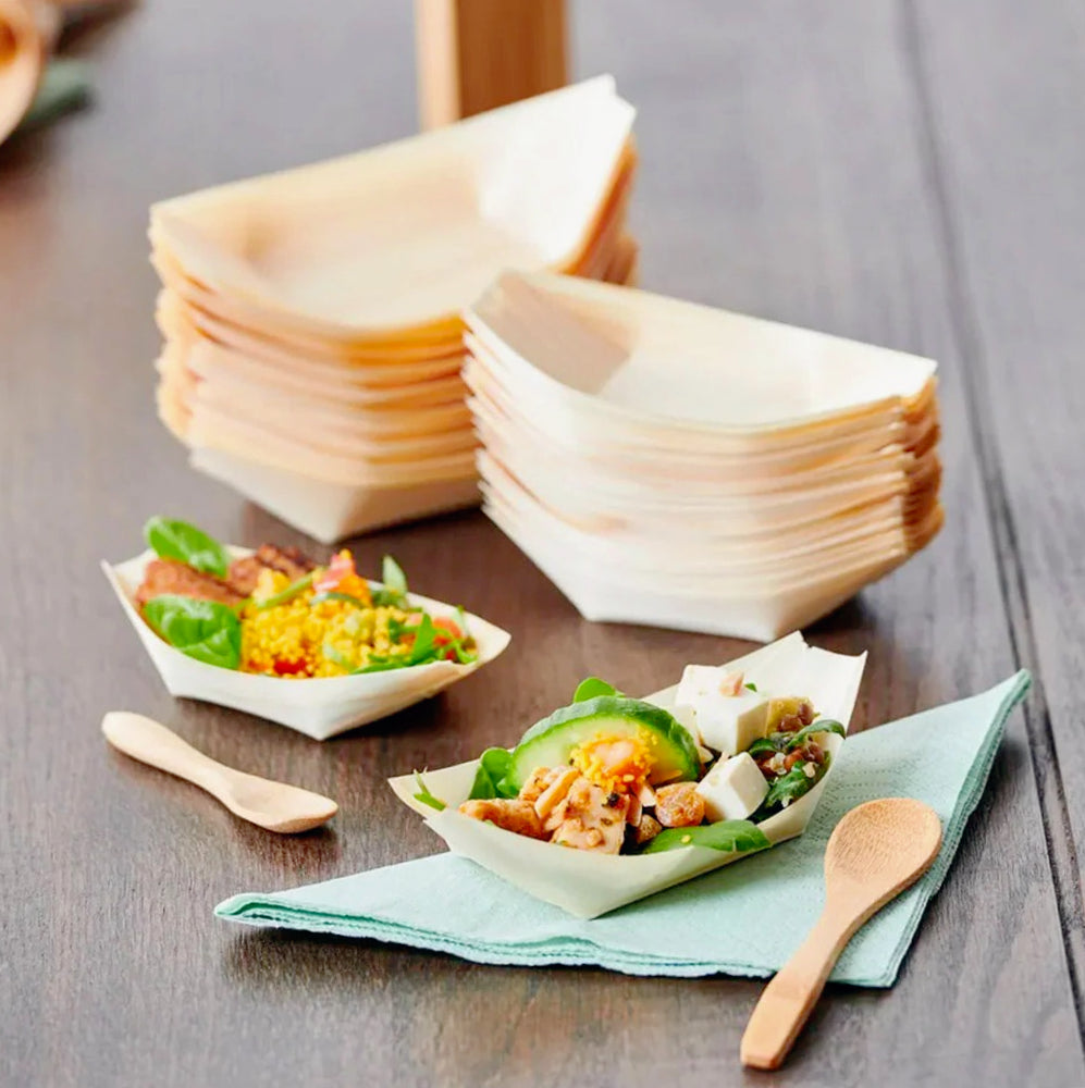 Set 32 barchette in legno per aperitivi e finger food monoporzioni - ambraled