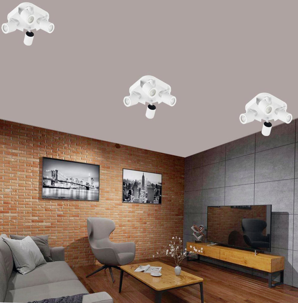 Plafoniera/Punto Luce Tonda 4 Diffusori Orientabili – GU10 (Da Soffitto o Parete)