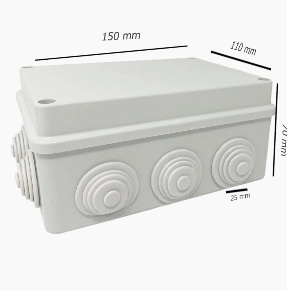 Scatola derivazione rettangolare 10 passacavi con coperchio a viti IP55 - ambraled