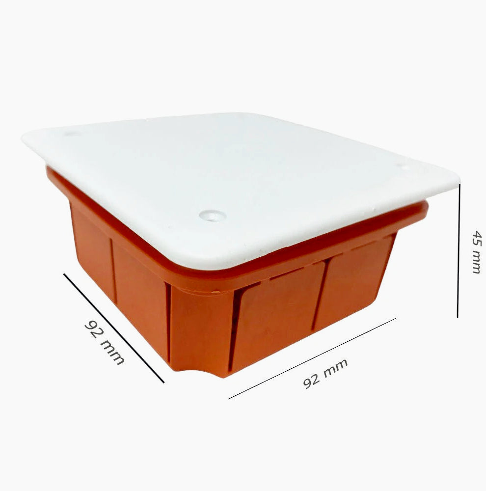 Scatola di derivazione da incasso 92x92x45 mm con coperchio viti IP40 - ambraled