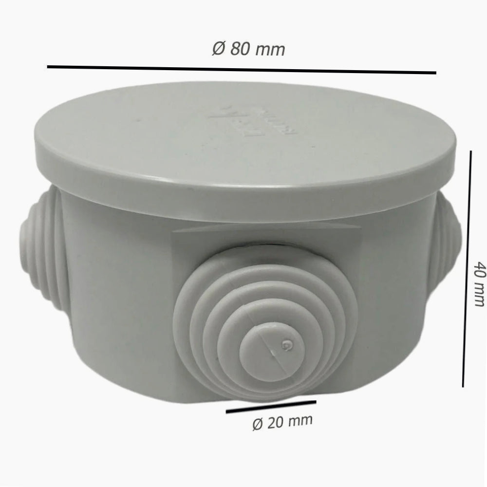Scatola di derivazione tonda 4 passacavi con coperchio IP44 - ambraled