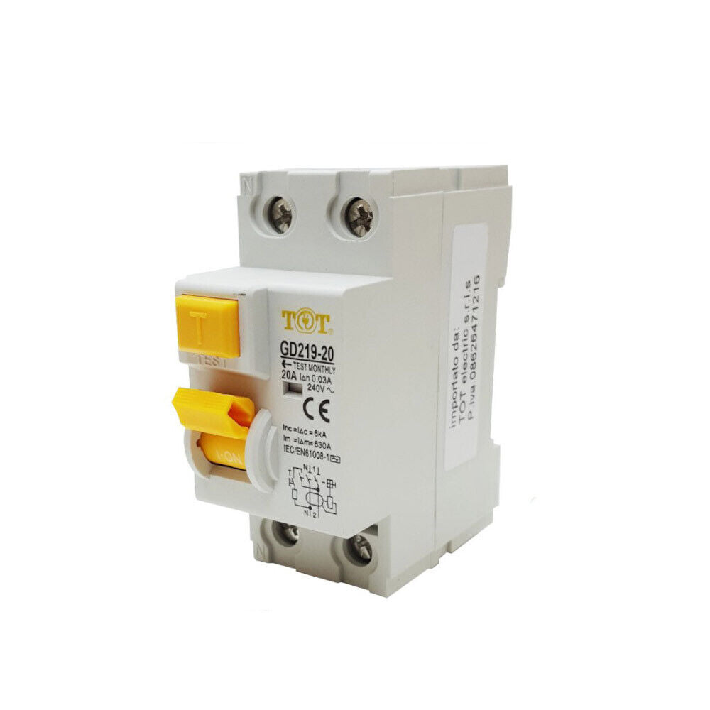 Interruttore differenziale 2P+N 6kA – 10-63A per quadro elettrico - ambraled