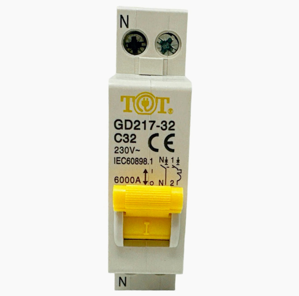 Interruttore magnetotermico 1P+N 6kA – 10-32A per quadro elettrico - ambraled