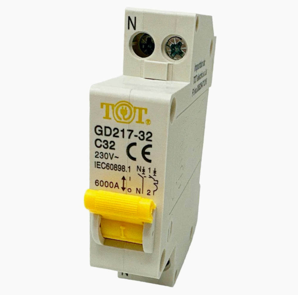Interruttore magnetotermico 1P+N 6kA – 10-32A per quadro elettrico - ambraled