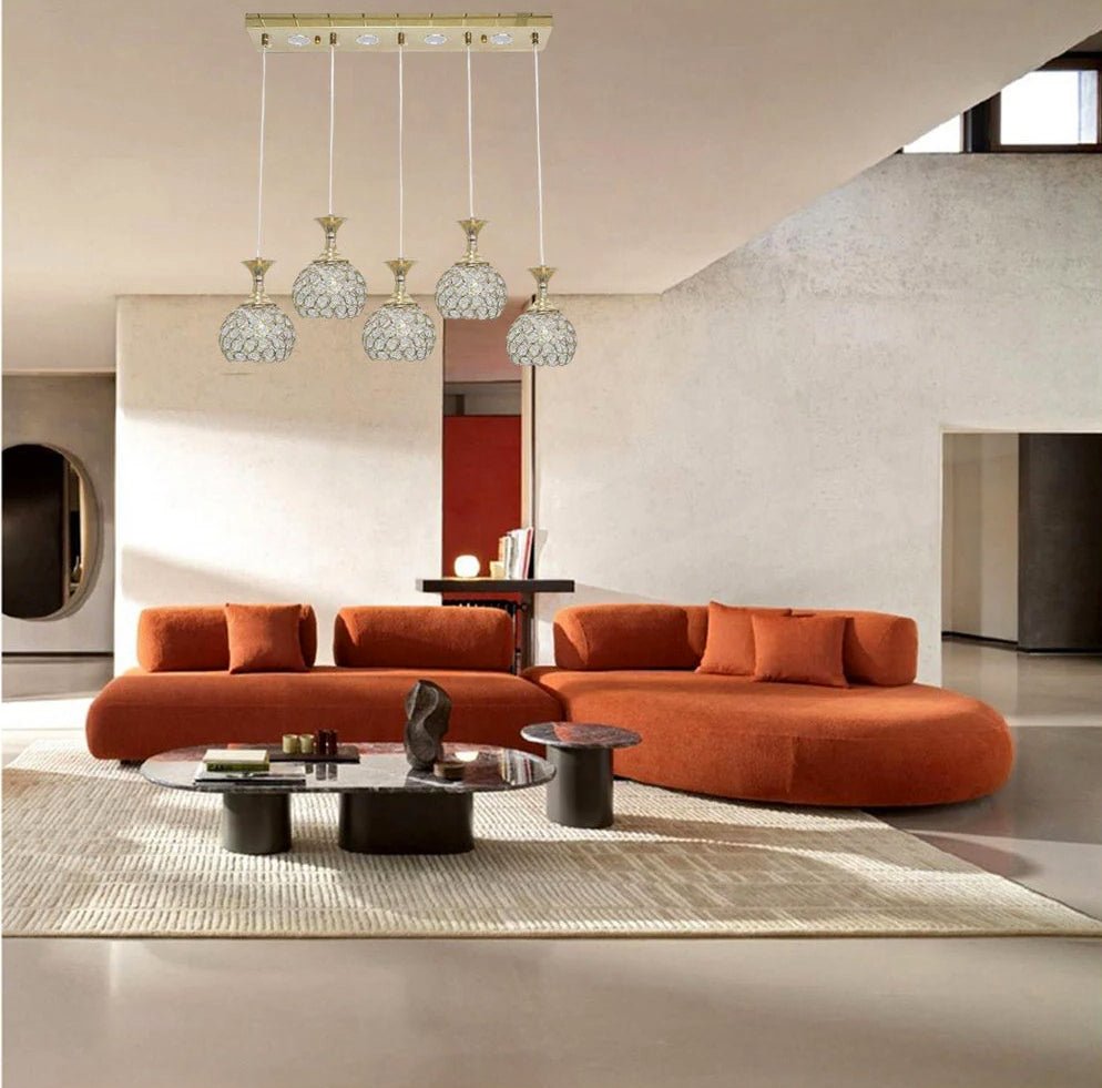 Lampadario LED 35W – Lampadine G9, sfere con cristalli a goccia in acrilico - ambraled