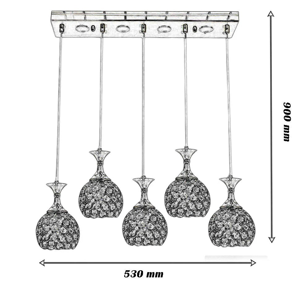 Lampadario LED 35W – Lampadine G9, sfere con cristalli a goccia in acrilico - ambraled