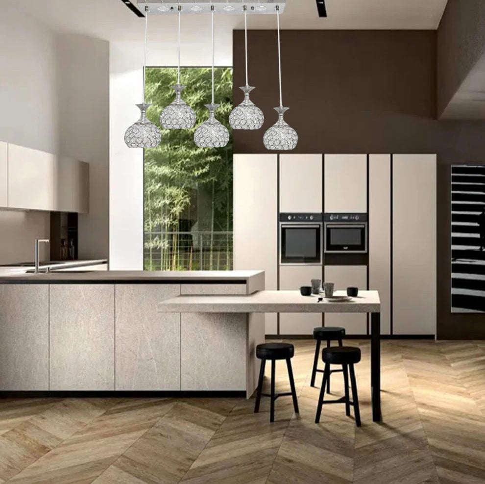 Lampadario LED 35W – Lampadine G9, sfere con cristalli a goccia in acrilico - ambraled