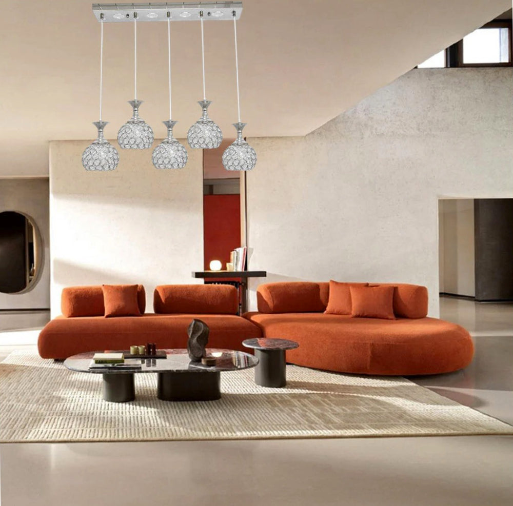 Lampadario LED 35W – Lampadine G9, sfere con cristalli a goccia in acrilico - ambraled