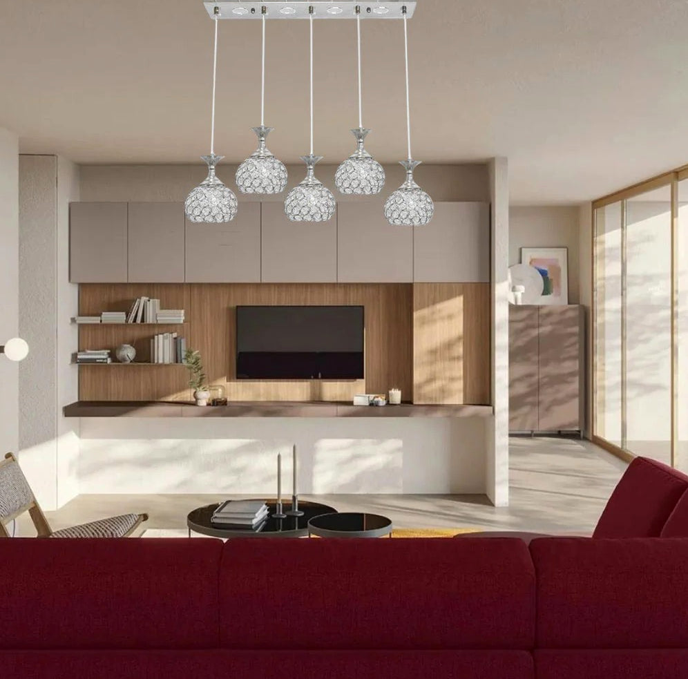 Lampadario LED 35W – Lampadine G9, sfere con cristalli a goccia in acrilico - ambraled