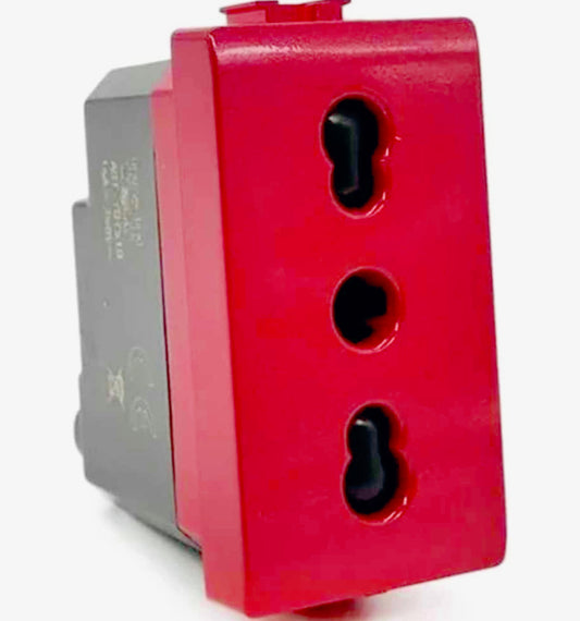 Presa bipasso bivalente 10-16A – Colore rosso, compatibile con Matix - ambraled
