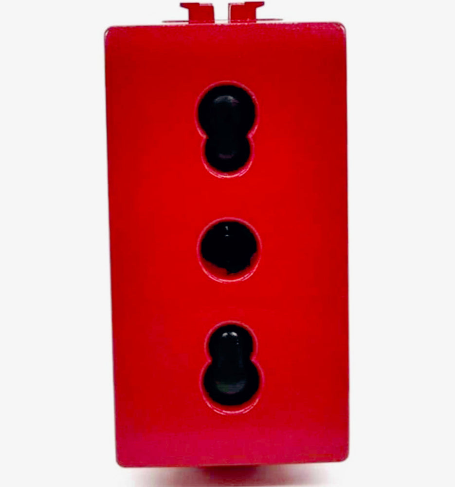 Presa bipasso bivalente 10-16A – Colore rosso, compatibile con Matix - ambraled