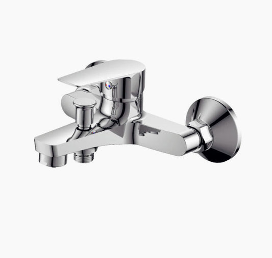Rubinetto per vasca da bagno quadrato cromato lucido, modello Cube