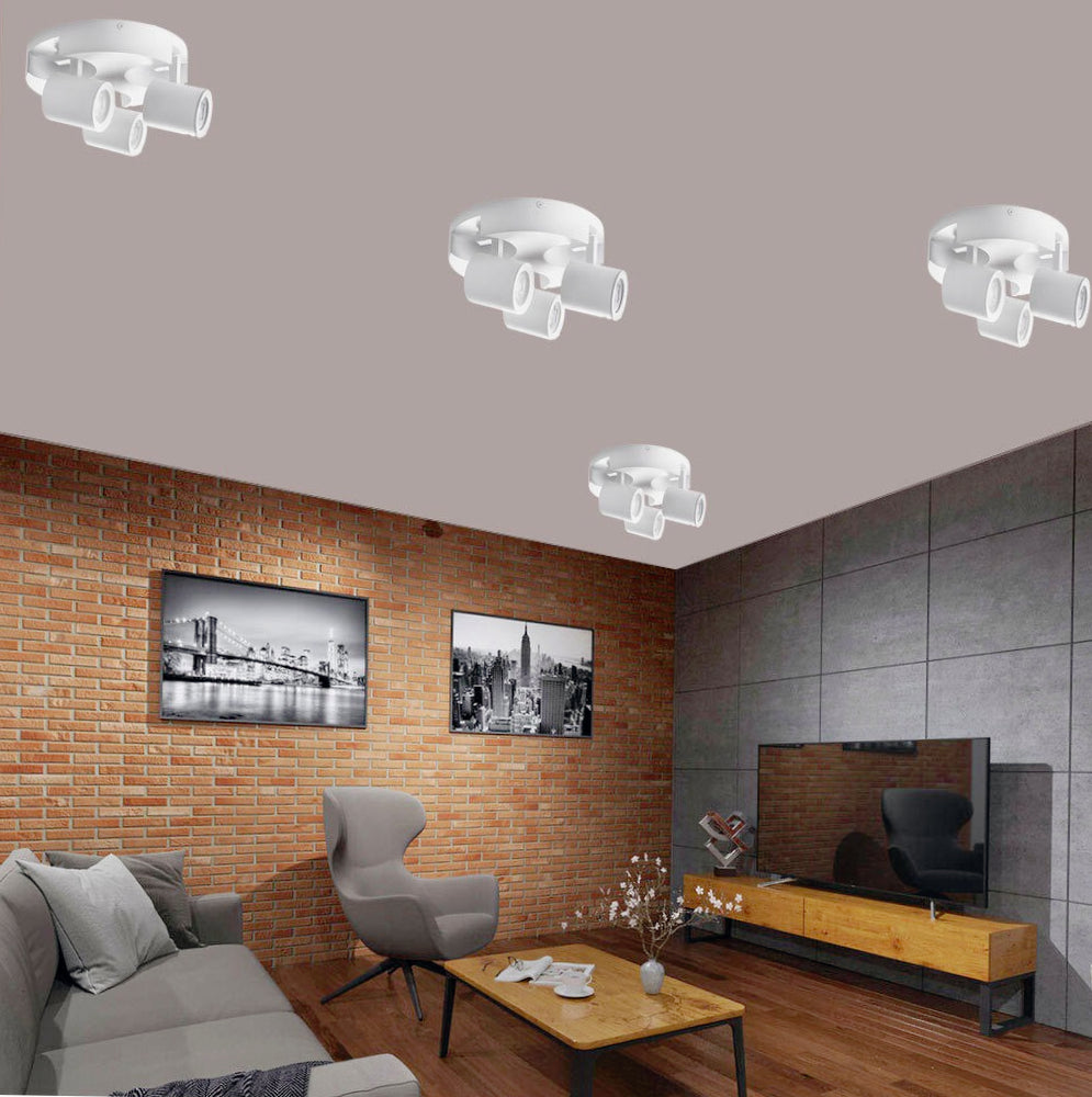 Plafoniera Tonda 3 Diffusori Orientabili - GU10 (Da Soffitto o Parete)
