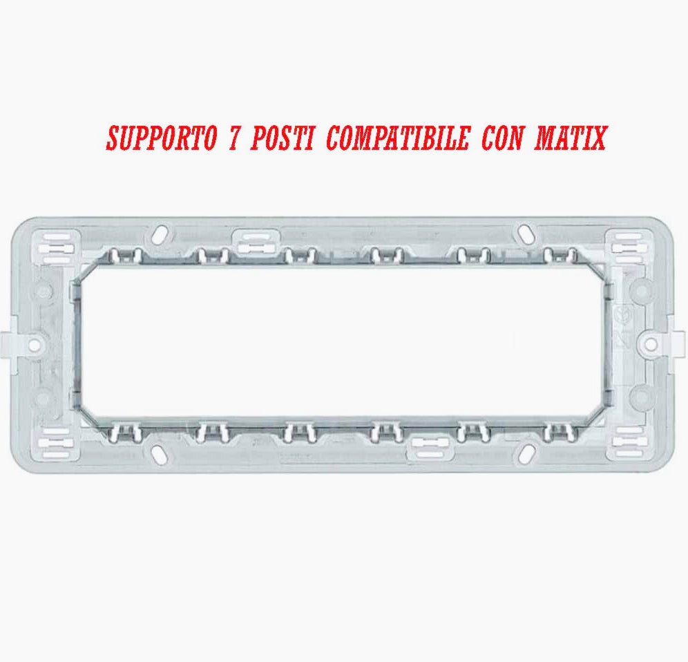 Supporto modulo per placche 2/3/4/7 posti – Compatibile con Matix, ideale per impianti elettrici e interruttori