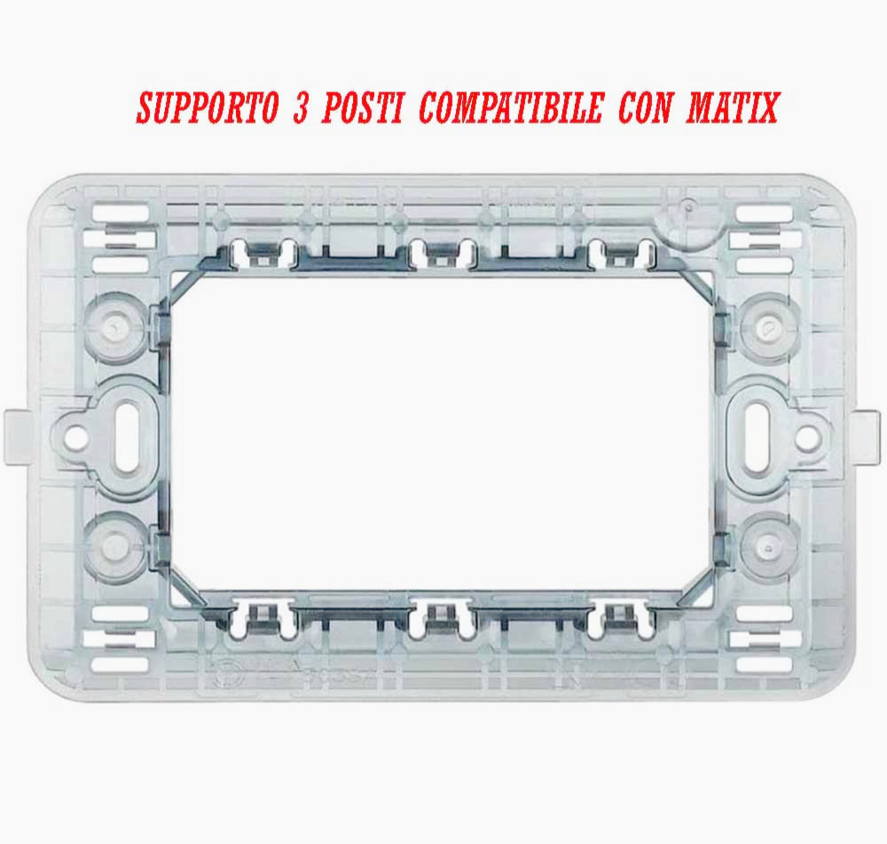 Supporto modulo per placche 2/3/4/7 posti – Compatibile con Matix, ideale per impianti elettrici e interruttori