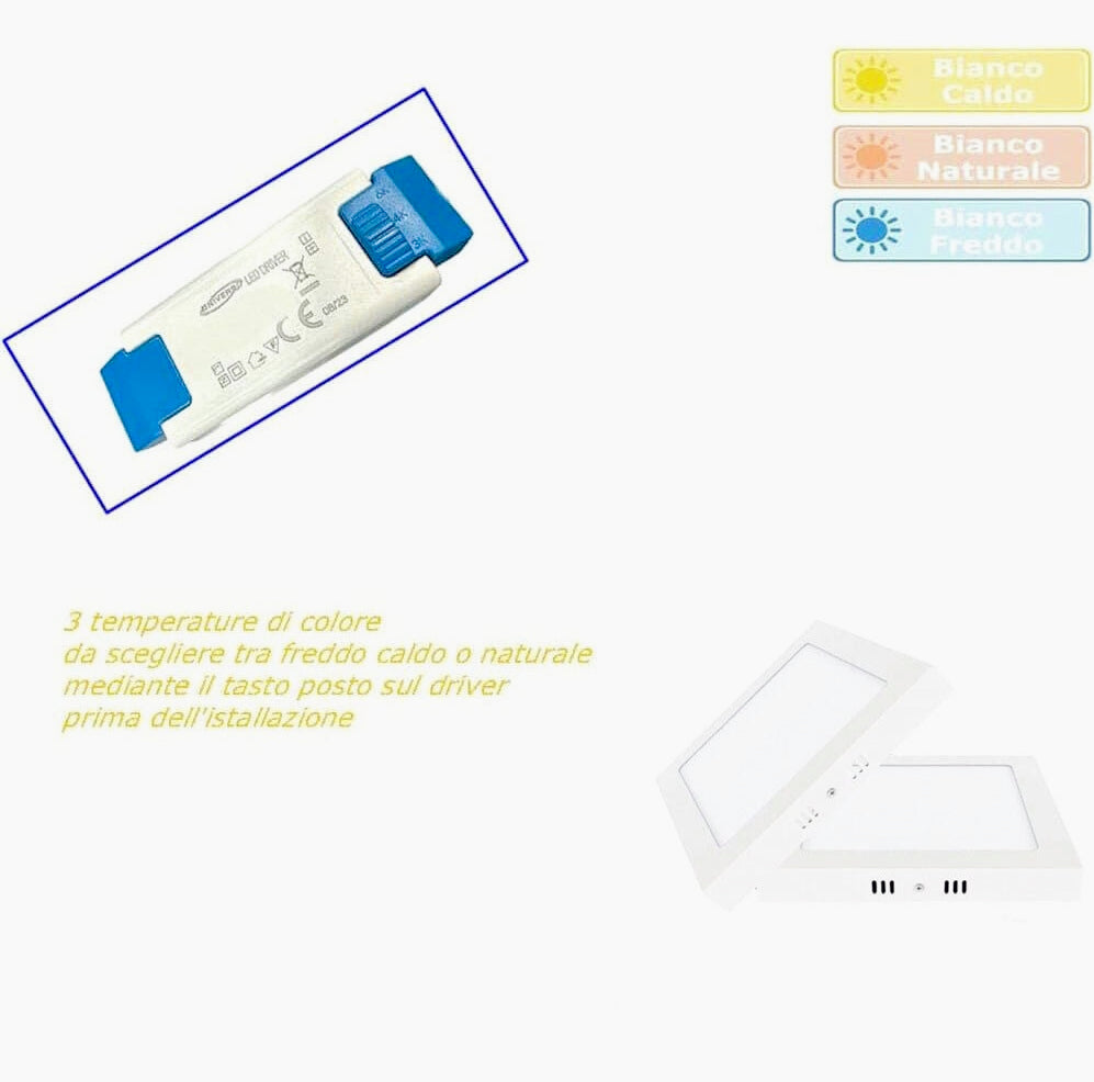 Plafoniera LED 18W CCT - 3 Colorazioni di Luce (Fredda 6500K / Calda 3000K / Naturale 4000K)