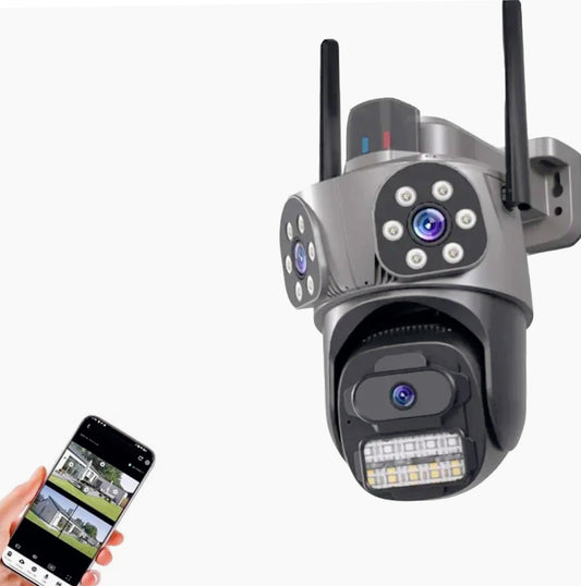 Telecamera Wi-Fi con 3 obiettivi – 2 fissi + 1 motorizzato, Zoom 5X, 4MP (Full HD+)