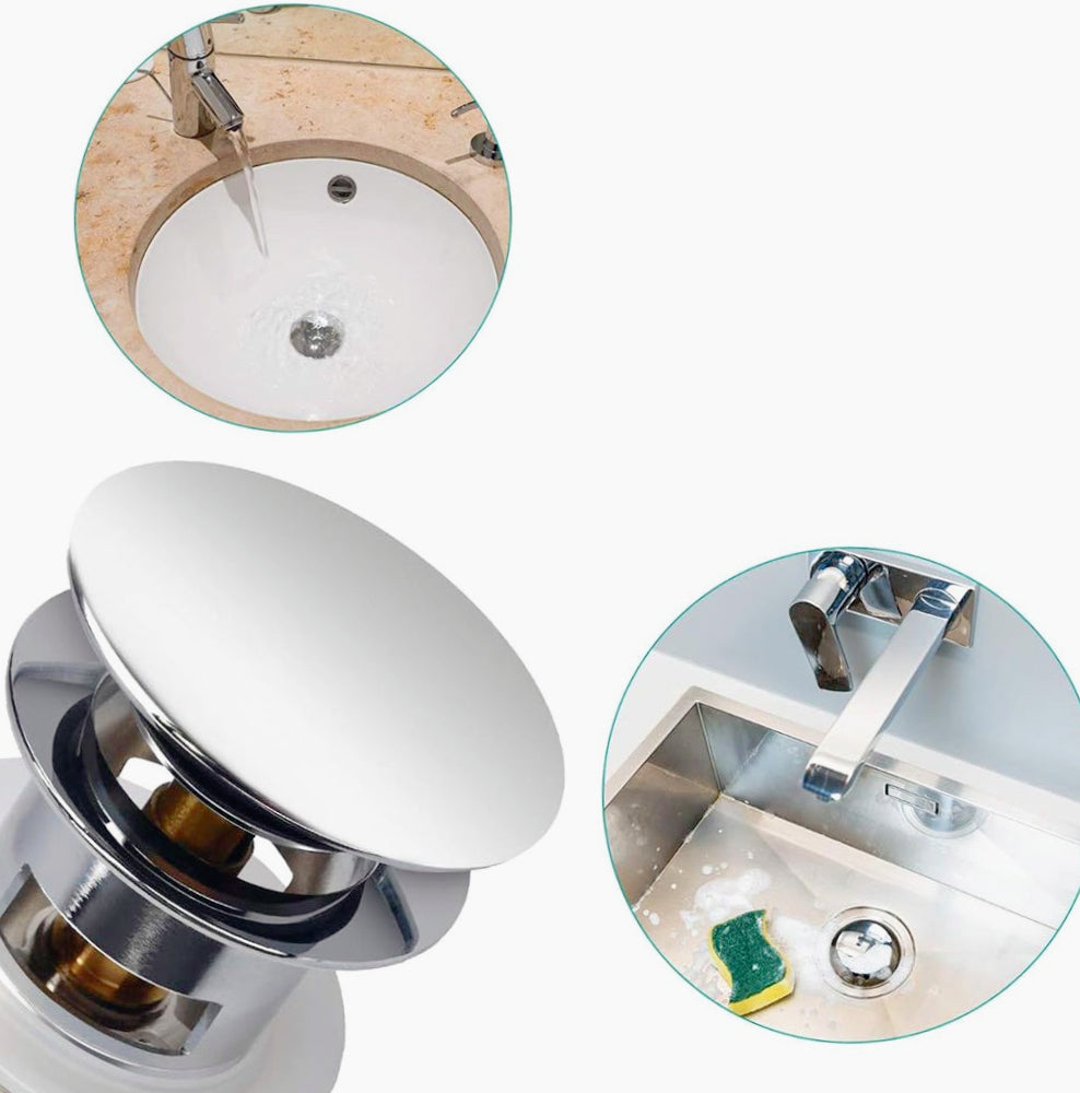 Piletta di scarico 1/4" in ottone lucido per lavandino con sistema pop-up tappo
