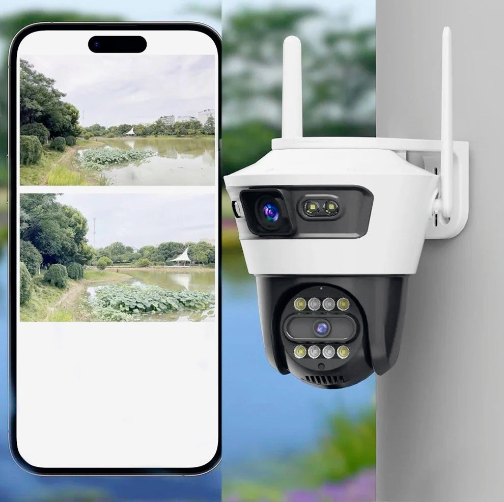 Telecamera Wi-Fi doppio obiettivo motorizzata con zoom – 12 LED IR, protezione IP66