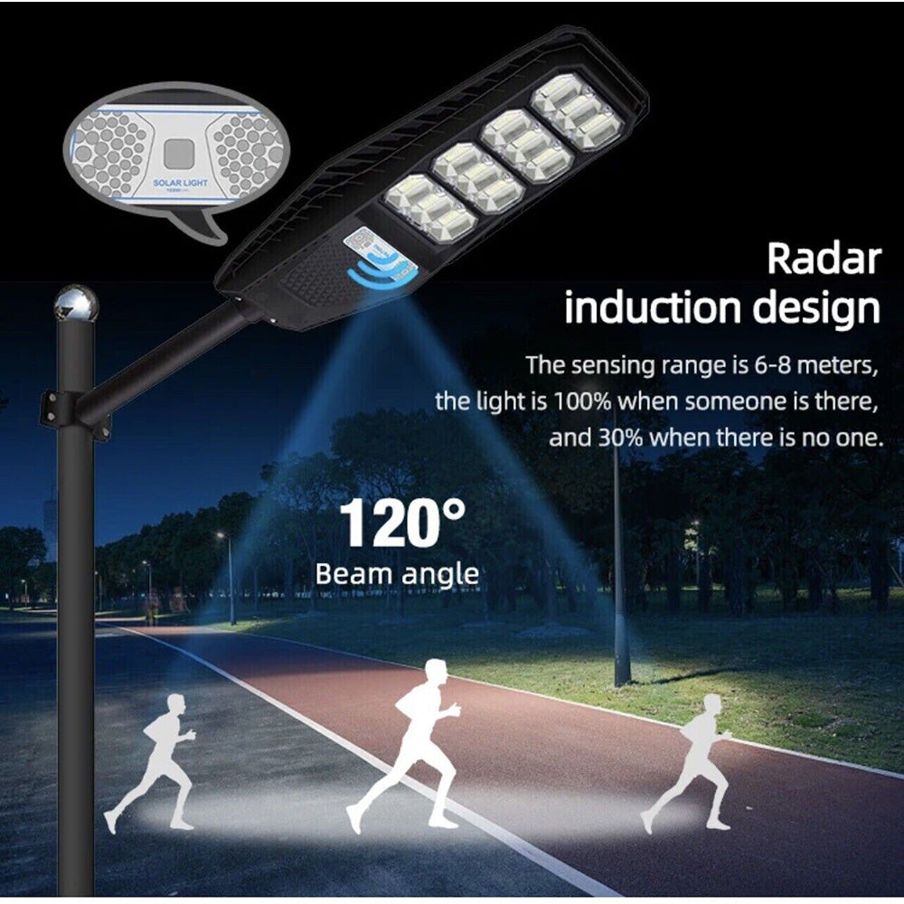 Faro stradale solare 450 led 1000W sensore crepuscolare movimento IP66 - ambraled