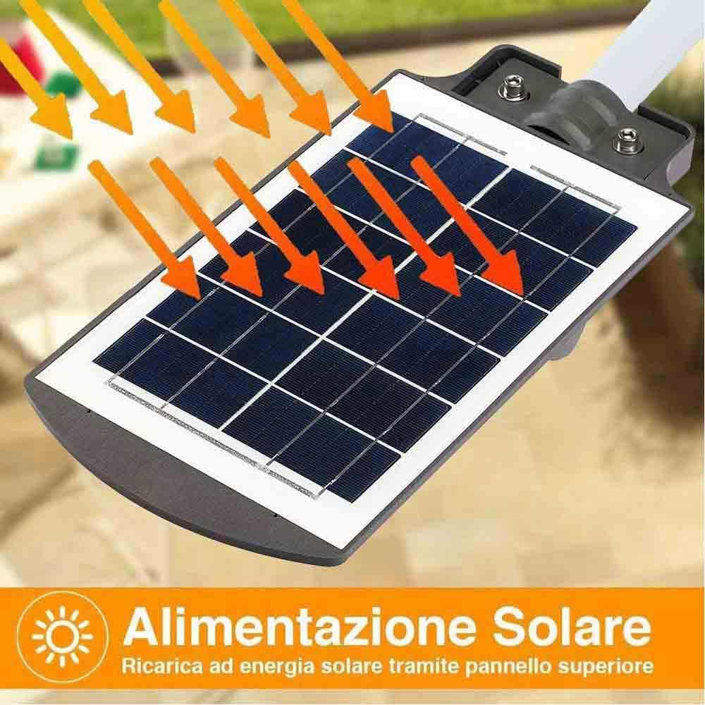 Faro stradale solare 450 led 1000W sensore crepuscolare movimento IP66 - ambraled