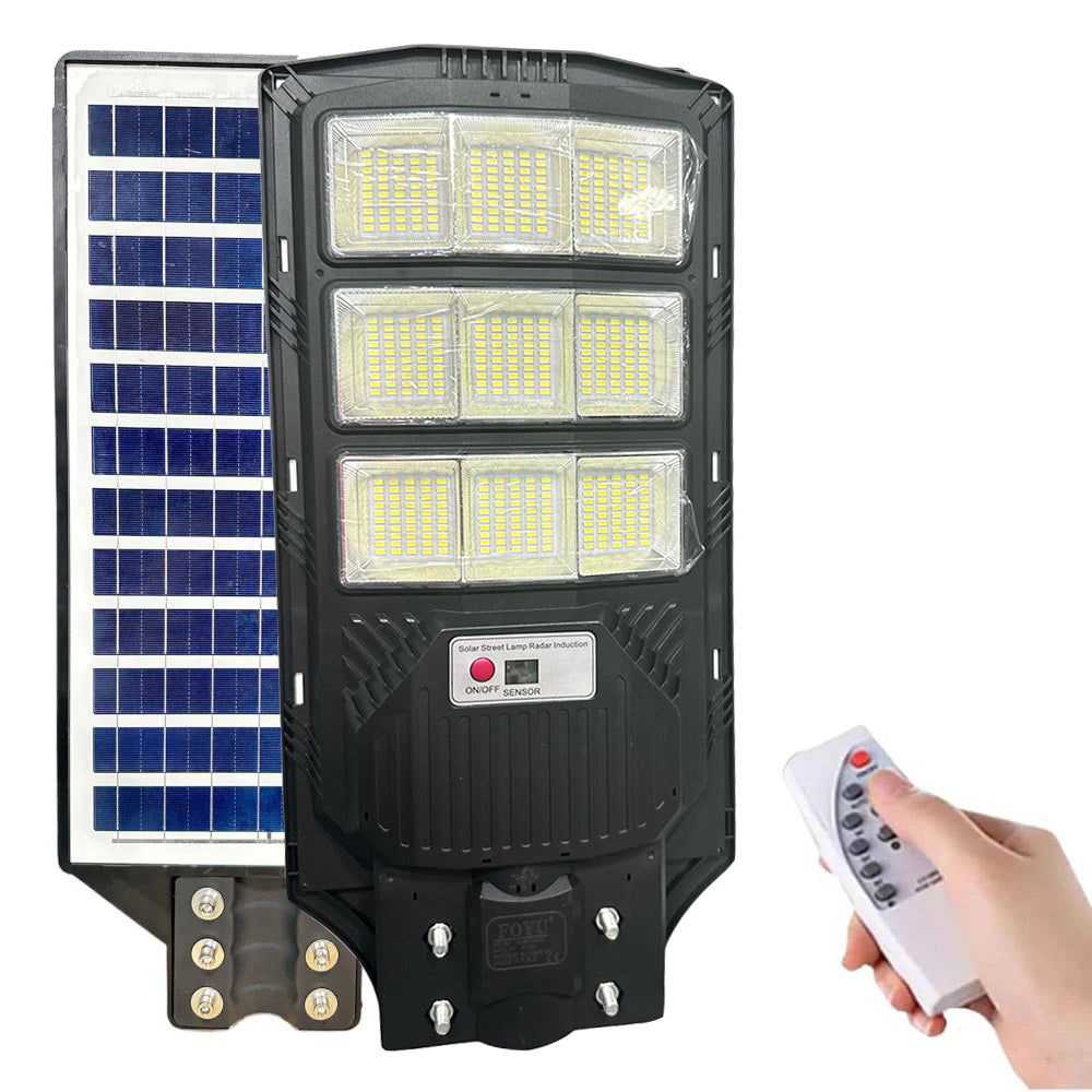 Faro stradale solare 450 led 1000W sensore crepuscolare movimento IP66 - ambraled
