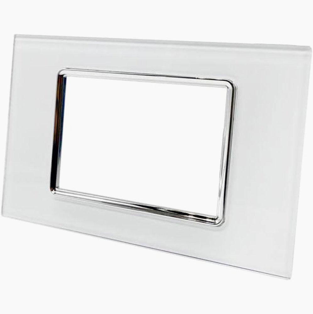 Placchetta in Vetro Bianco 3-7 Posti – Compatibile con Living Light Cassetta 503