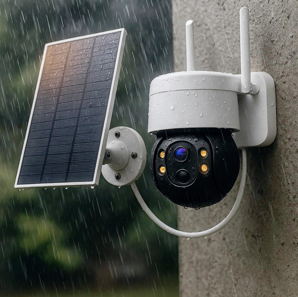 Telecamera Wi-Fi con pannello solare motorizzata e 4 LED a colori