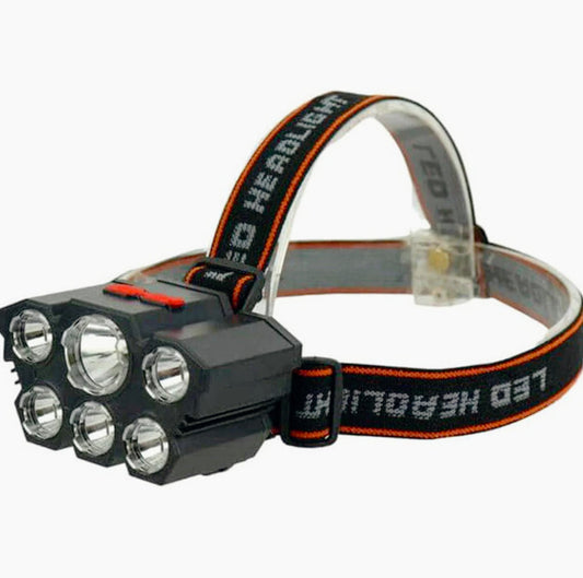Torcia ricaricabile a 6 LED – Dimmerabile e lampada frontale inclinabile