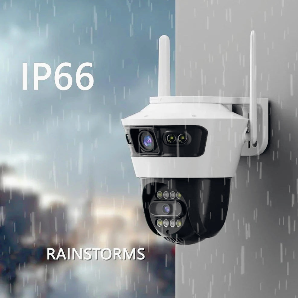 Telecamera Wi-Fi doppio obiettivo motorizzata con zoom – 12 LED IR, protezione IP66