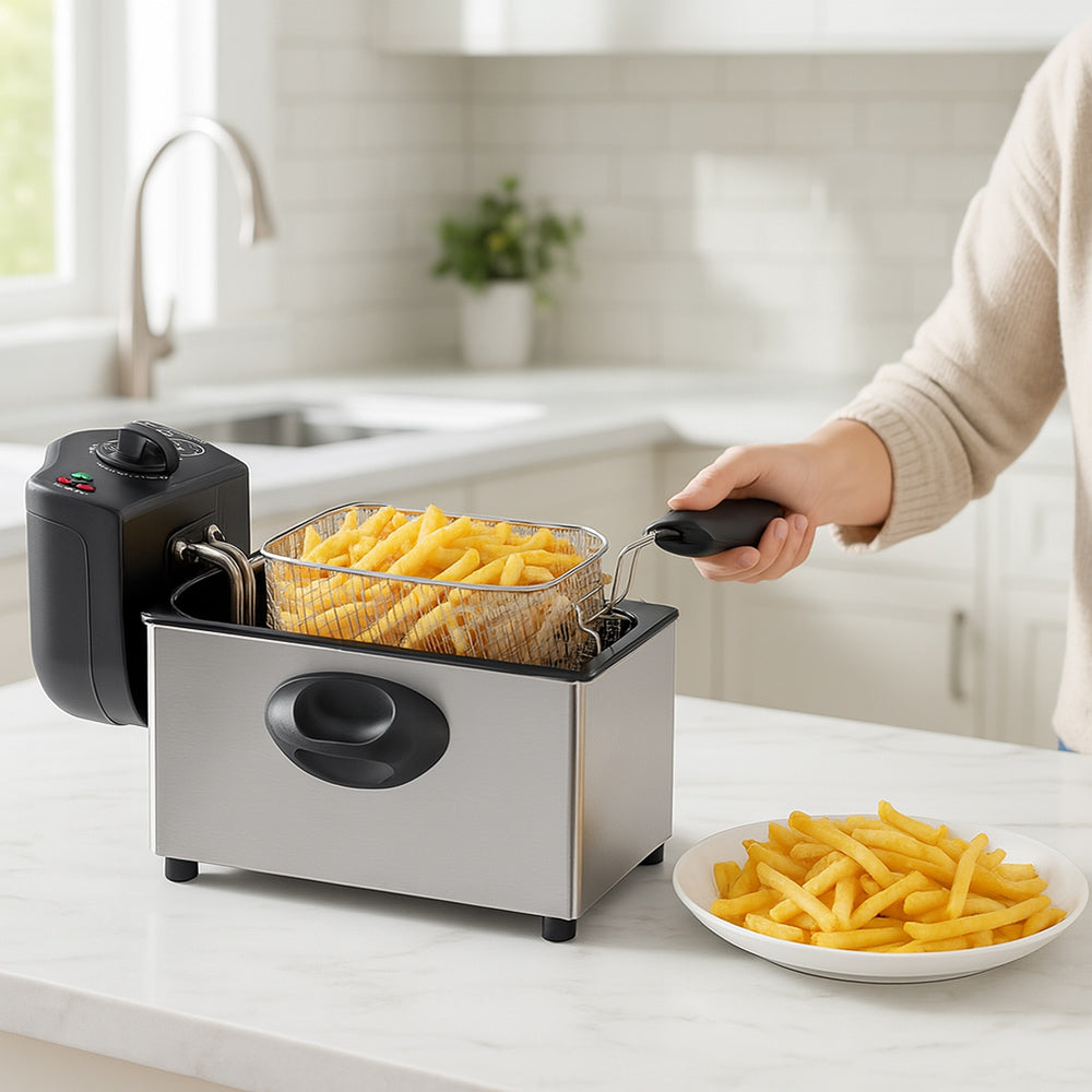 Friggitrice elettrica 2000 watt con cestello capacità 3 Litri 190° - ambraled