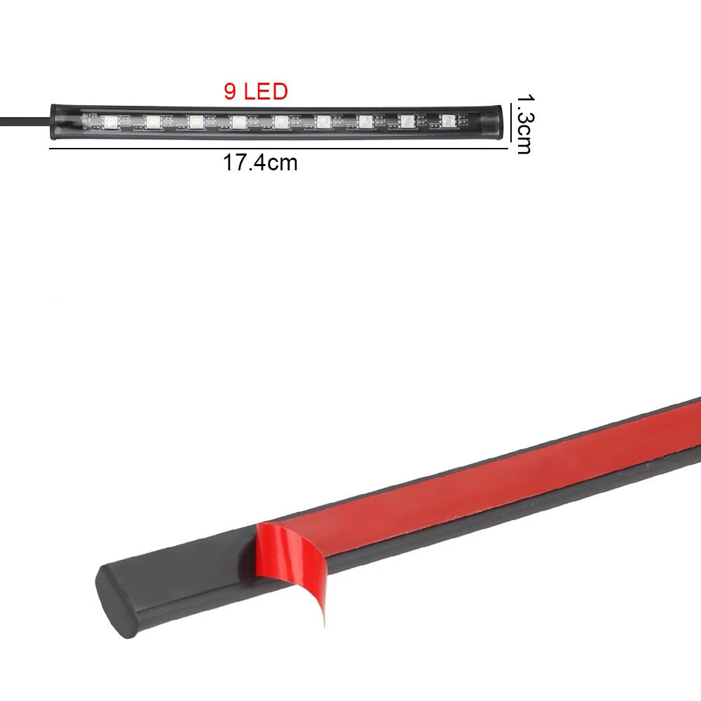 Strip LED auto 4 barre  LED RGB 12V cavo accendisigari telecomando - ambraled