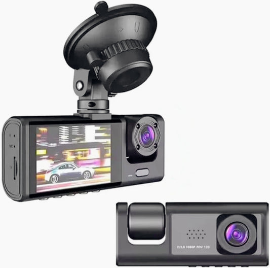 Dash Cam 3 telecamere – HD 1080p con visione notturna e ventosa - ambraled