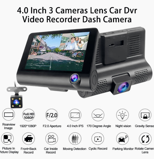 Dash Cam 4" 3 telecamere – HD 1080p con visione notturna - ambraled