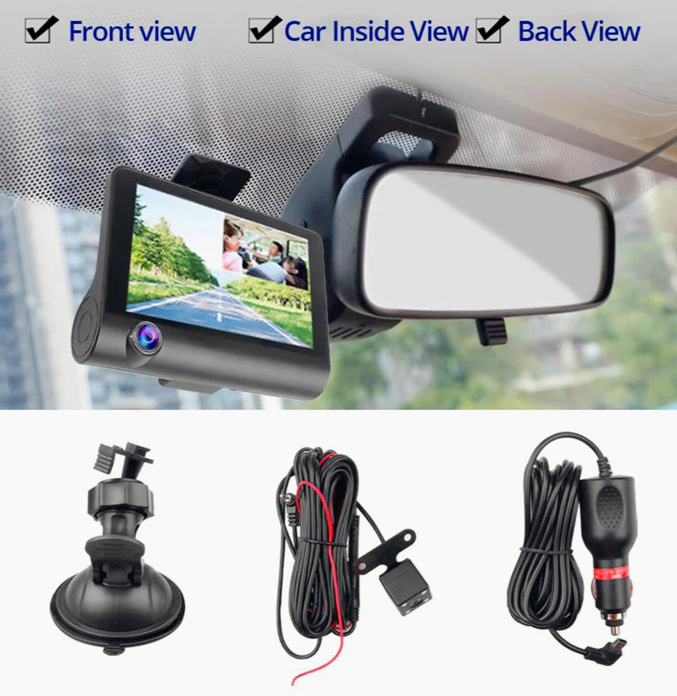 Dash Cam 4" 3 telecamere – HD 1080p con visione notturna - ambraled