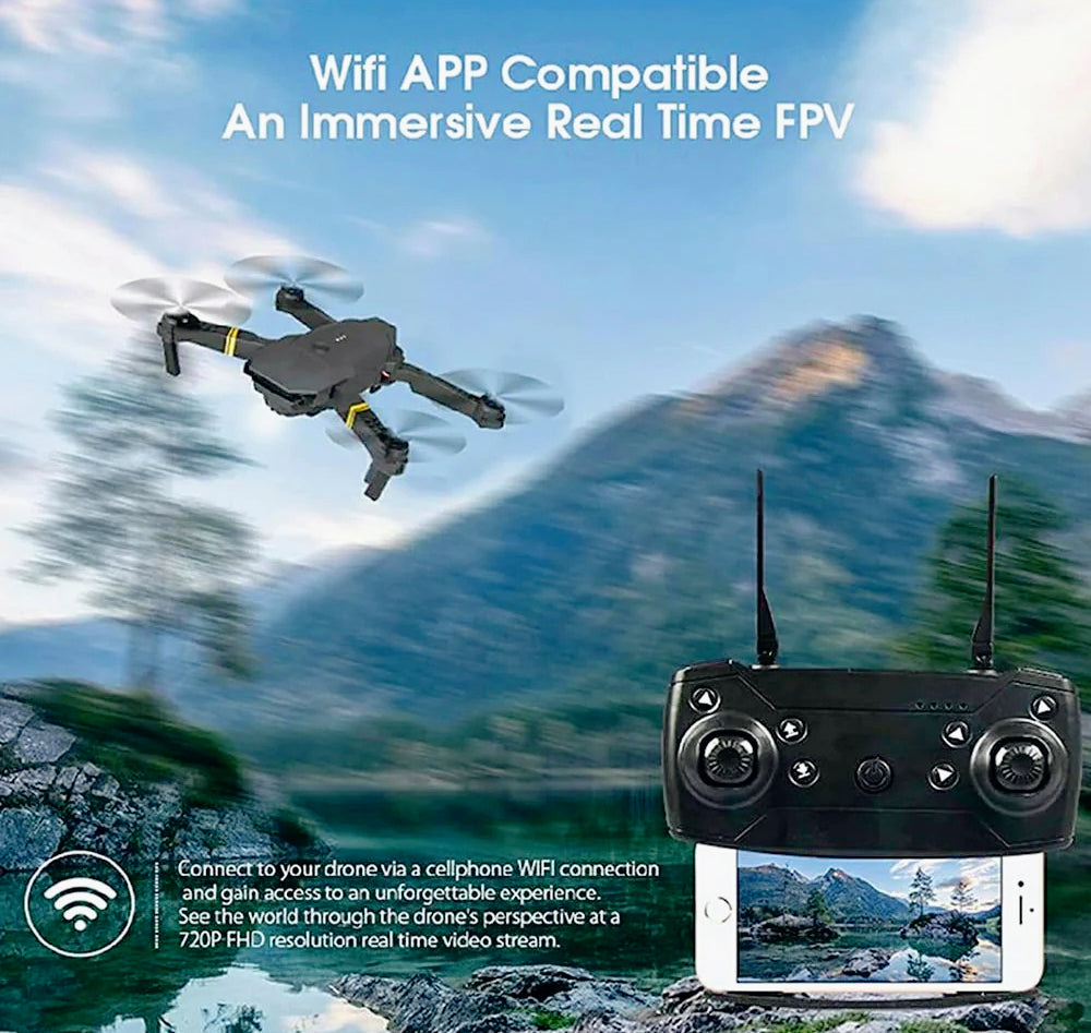 Drone pieghevole 4K – WiFi, fotocamera, App + telecomando - ambraled