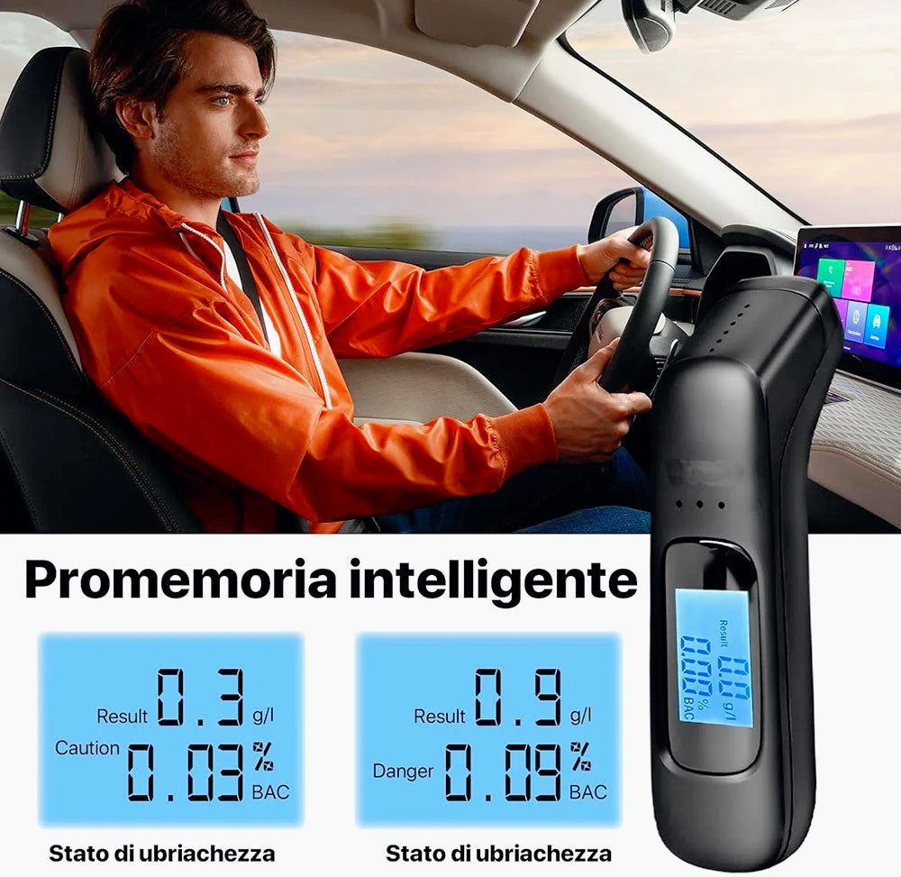 Etilometro USB ricaricabile – LCD digitale misuratore alcol - ambraled