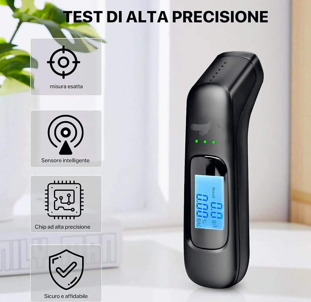 Etilometro USB ricaricabile – LCD digitale misuratore alcol - ambraled