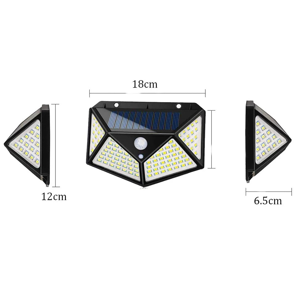 3 Fari Solari Applique 114 LED con Sensore di Movimento (3 Modalità) – IP65 - ambraled