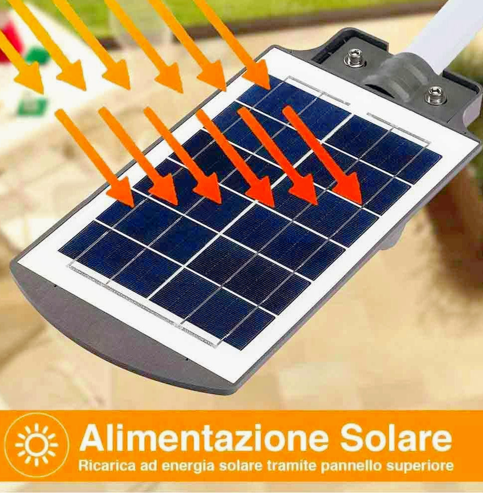 Faro solare LED 100W – sensore crepuscolare/movimento - ambraled