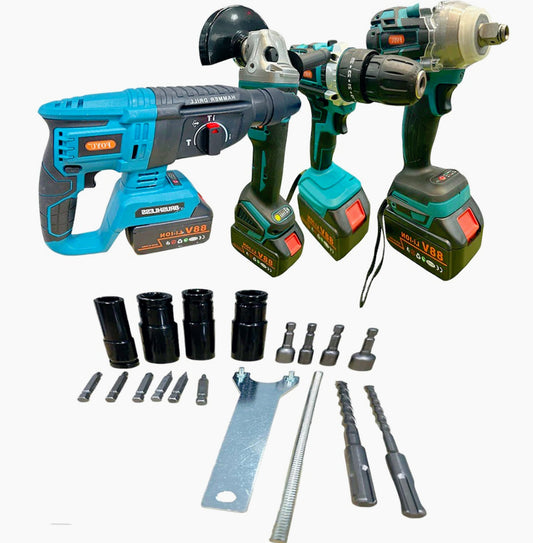Kit 4in1 tassellatore svita bulloni – trapano flex 2 batterie 88V - ambraled