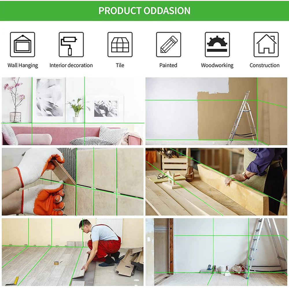 Livella laser 16 linee verde – Cavalletto 2 batterie + telecomando - ambraled